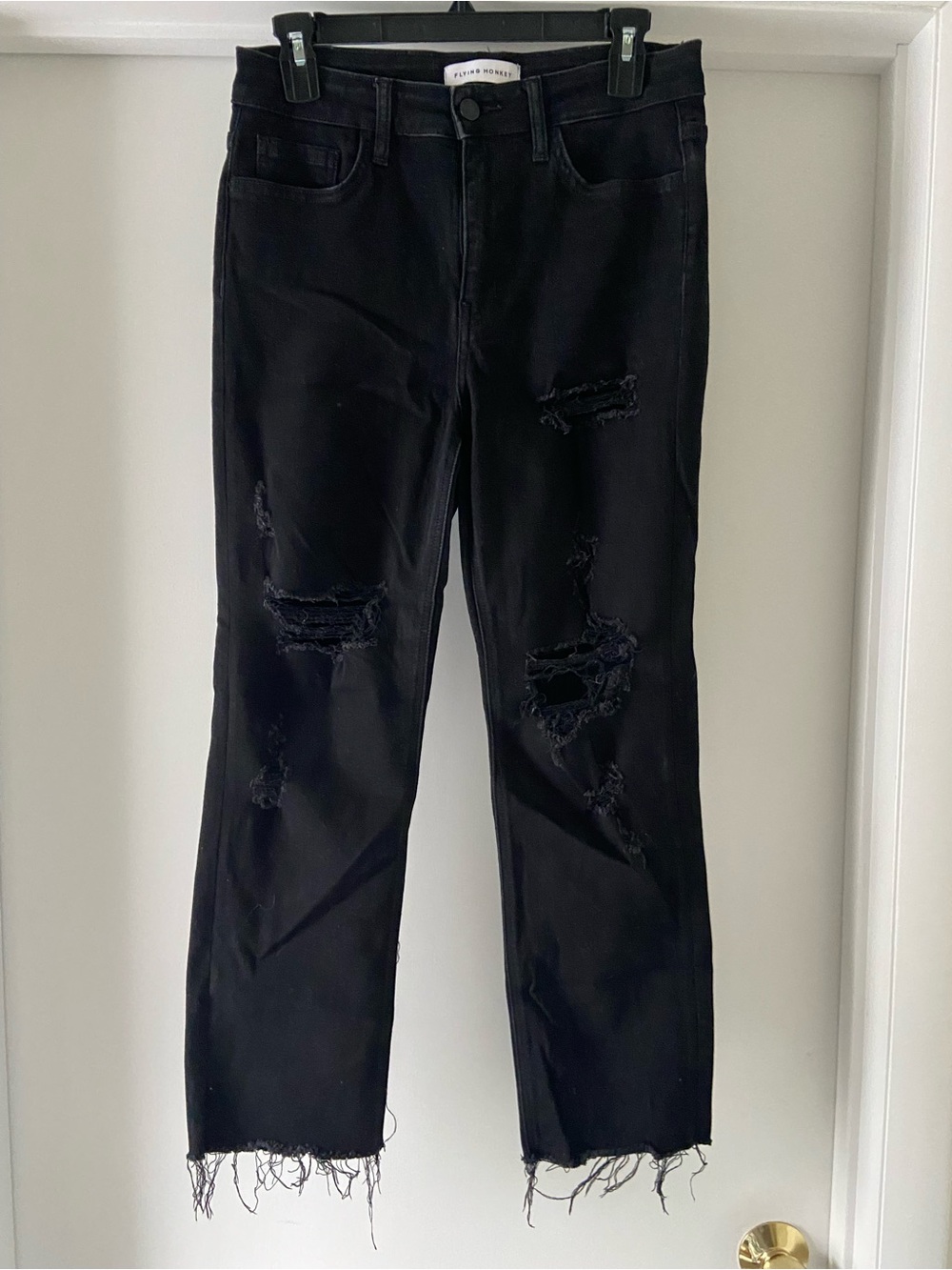 Flying Monkey Black Distressed Cropped Jeans